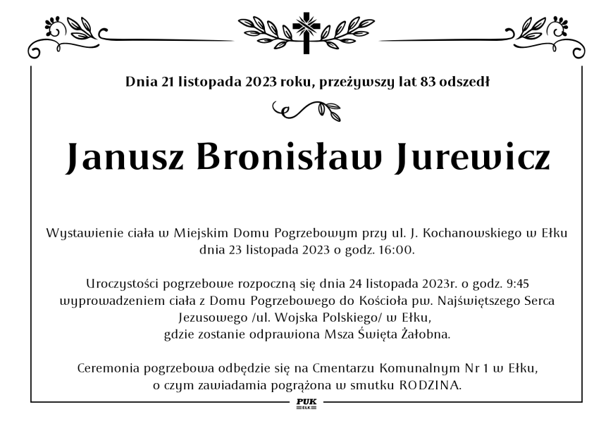 Janusz Bronisław Jurewicz - nekrolog